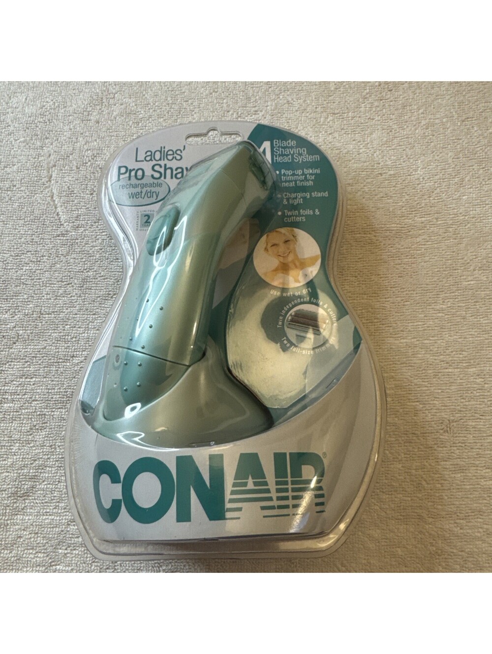 Conair Satiny Smooth Lady Wet Dry Shaver Cordless Rechargeable LWD375CSV Teal
